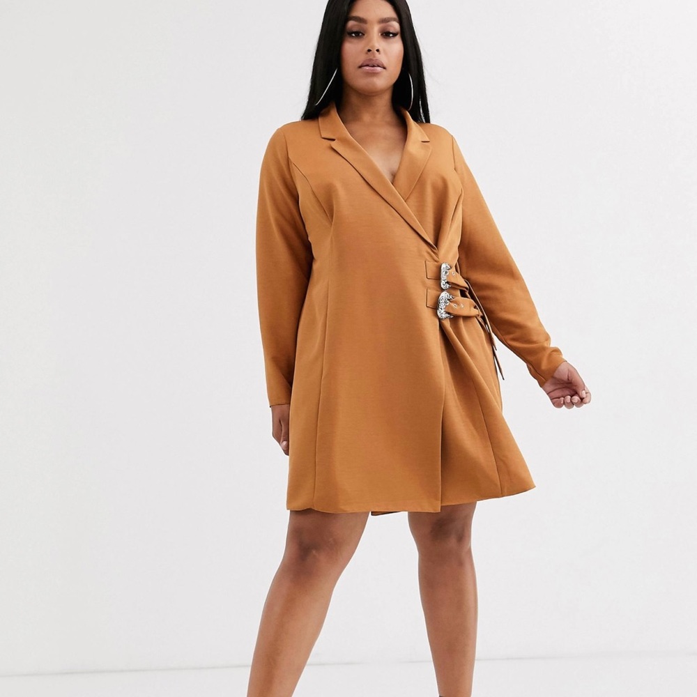 ASOS DESIGN Curve mini tux dress with buckles